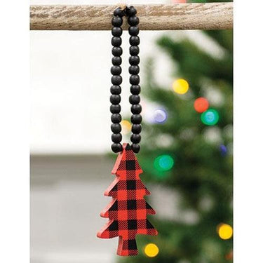 Red & Black Buffalo Check Beaded Christmas Tree Ornament - The Fox Decor